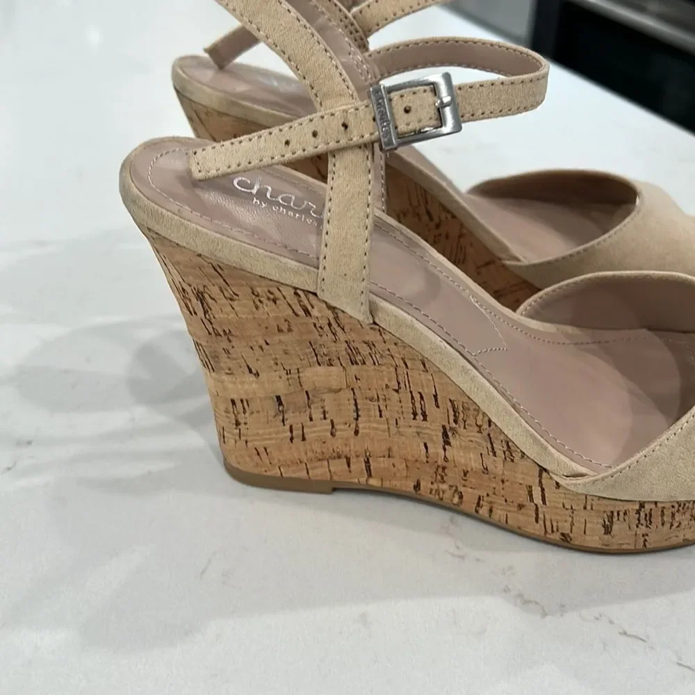 Charles by Charles David Lambert Textured Cork Wedge Ankle Strap Sandal Size 7